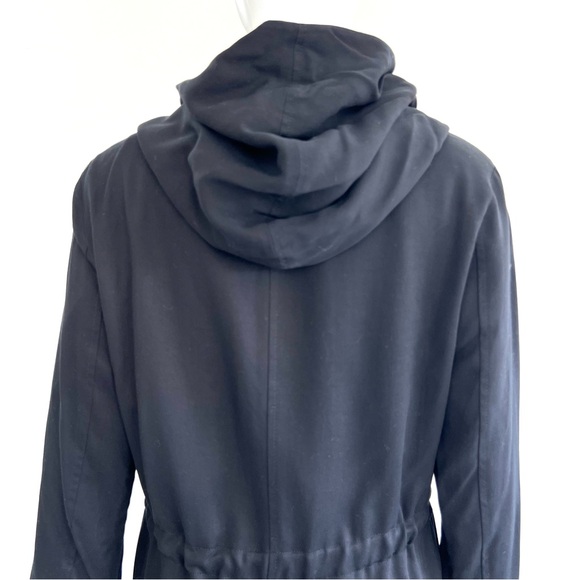 ALL SAINTS Pelya Black Draped Wrap Hoodie Long Sleeves Trench Coat Jacket Sz 4 - Picture 11 of 16